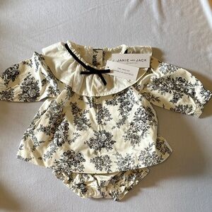 Janie and Jack Cream and Black Floral Dress